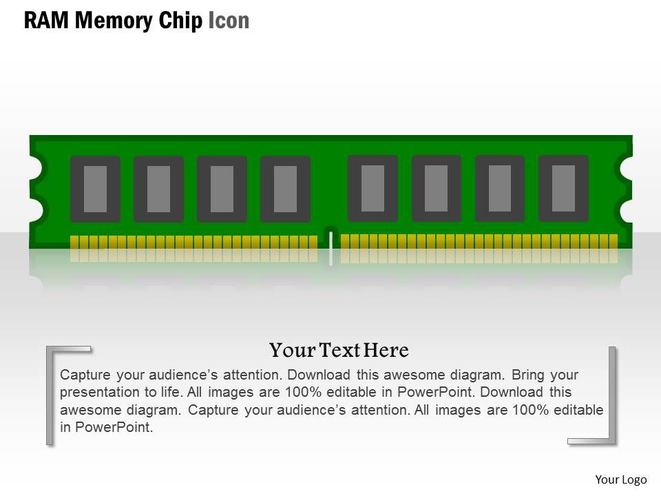0814 ram memory chip icon flash nand pcie device for storage ppt slides