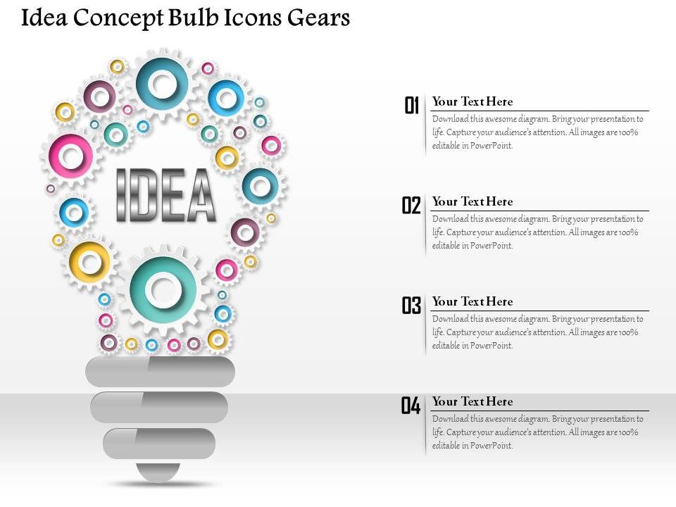 0914 business plan idea concept bulb icons gears graphic slide powerpoint template
