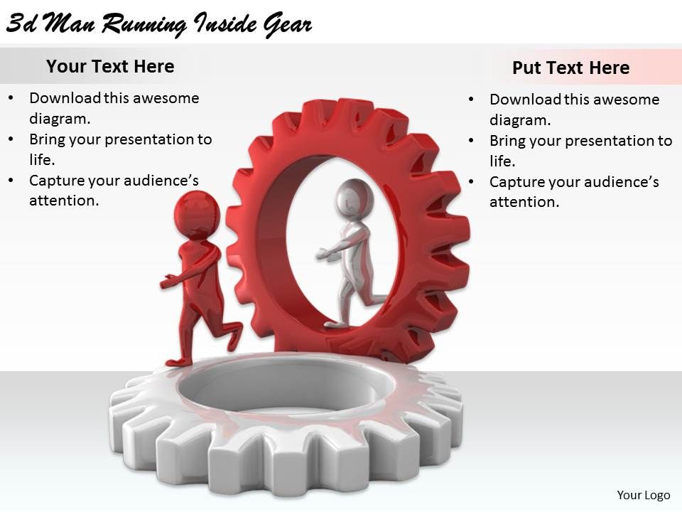 2513 3d man running inside gear ppt graphics icons powerpoint