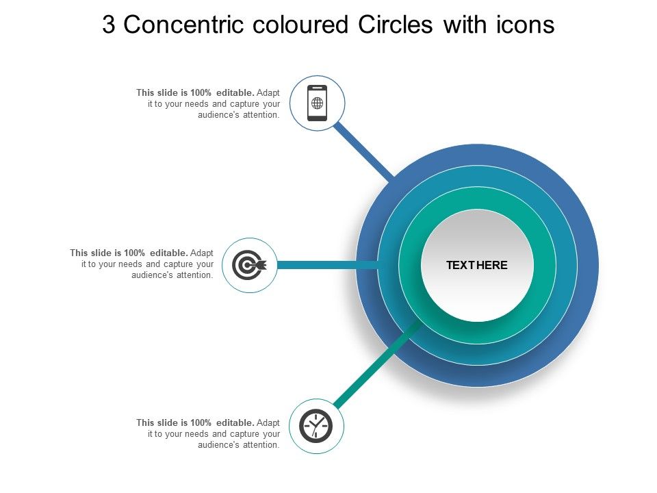 3 concentric coloured circles with icons