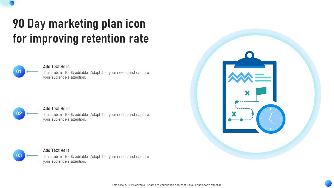 90 Day marketing plan icon for improving retention rate