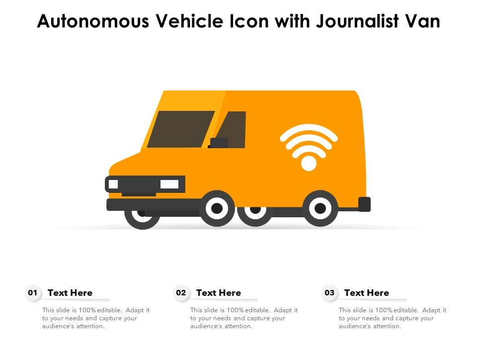 Autonomous vehicle icon with journalist van