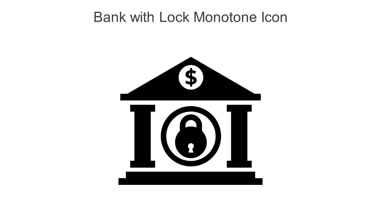 Bank With Lock Monotone Icon In Powerpoint Pptx Png And Editable Eps Format