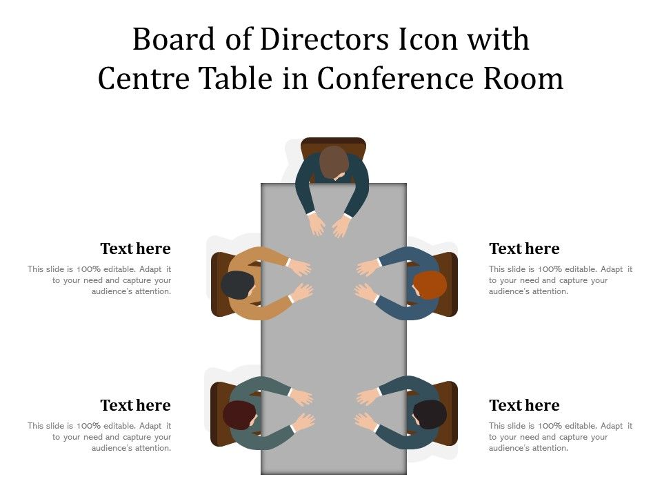 Board of directors icon with centre table in conference room