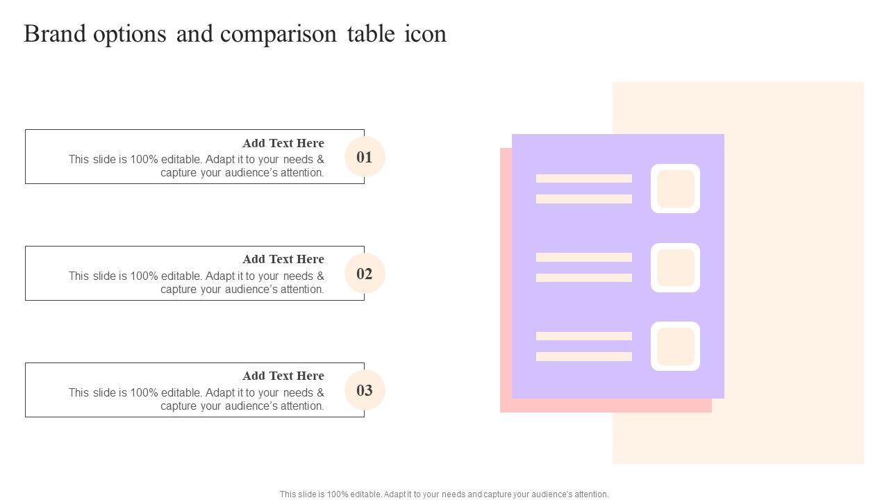 Brand Options And Comparison Table Icon