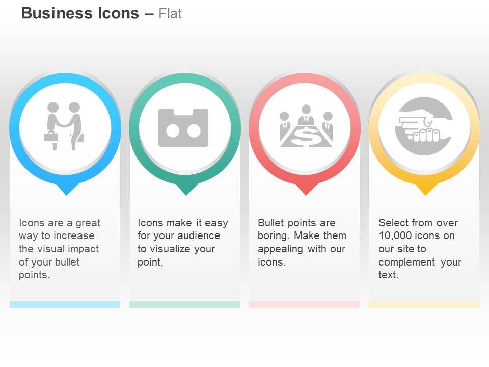 Business deal financial meeting agenda sharing ppt icons graphics