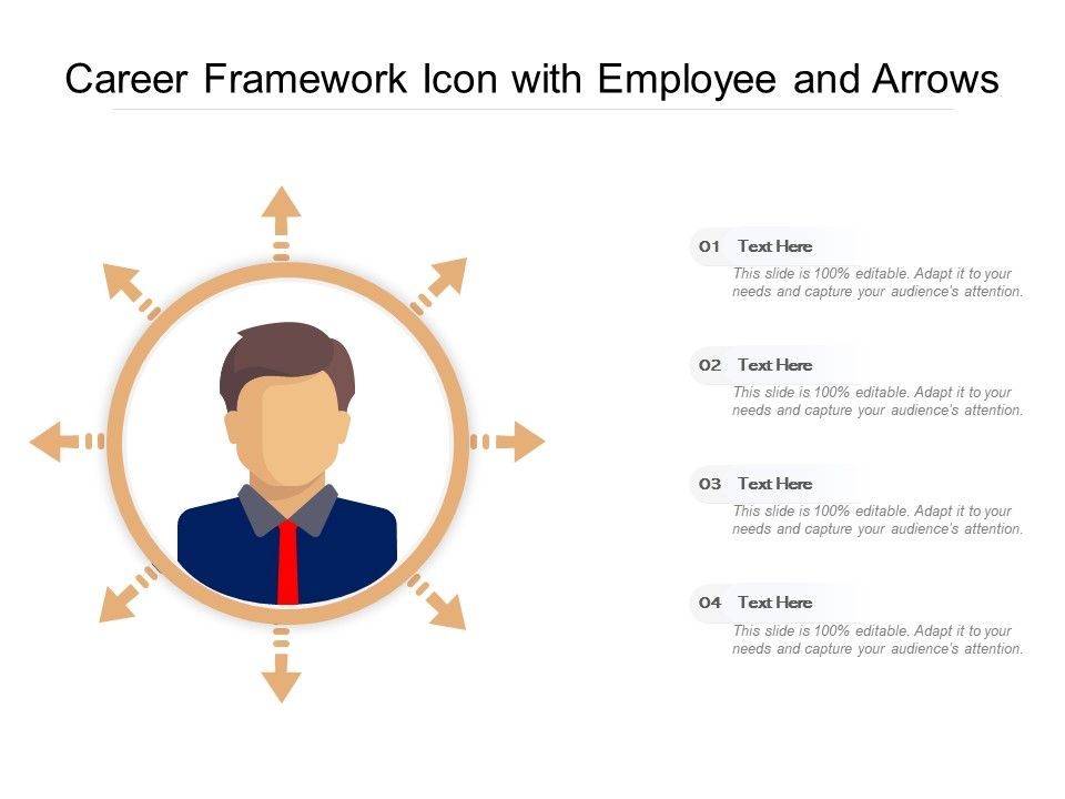Career framework icon with employee and arrows