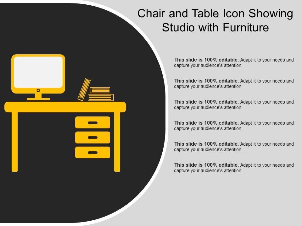 Chair and table icon showing studio with furniture