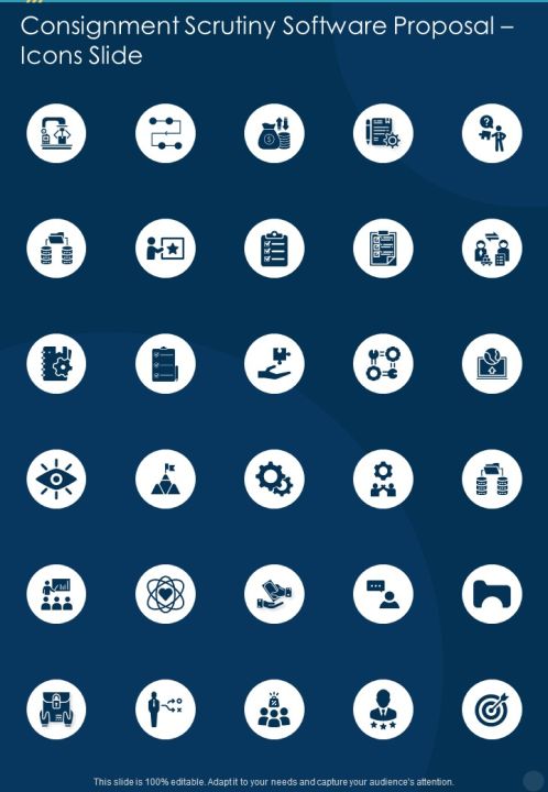 Consignment Scrutiny Software Proposal Icons Slide One Pager Sample Example Document