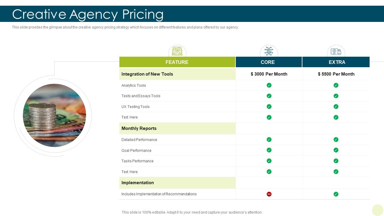 Creative agency pricing branding pitch deck