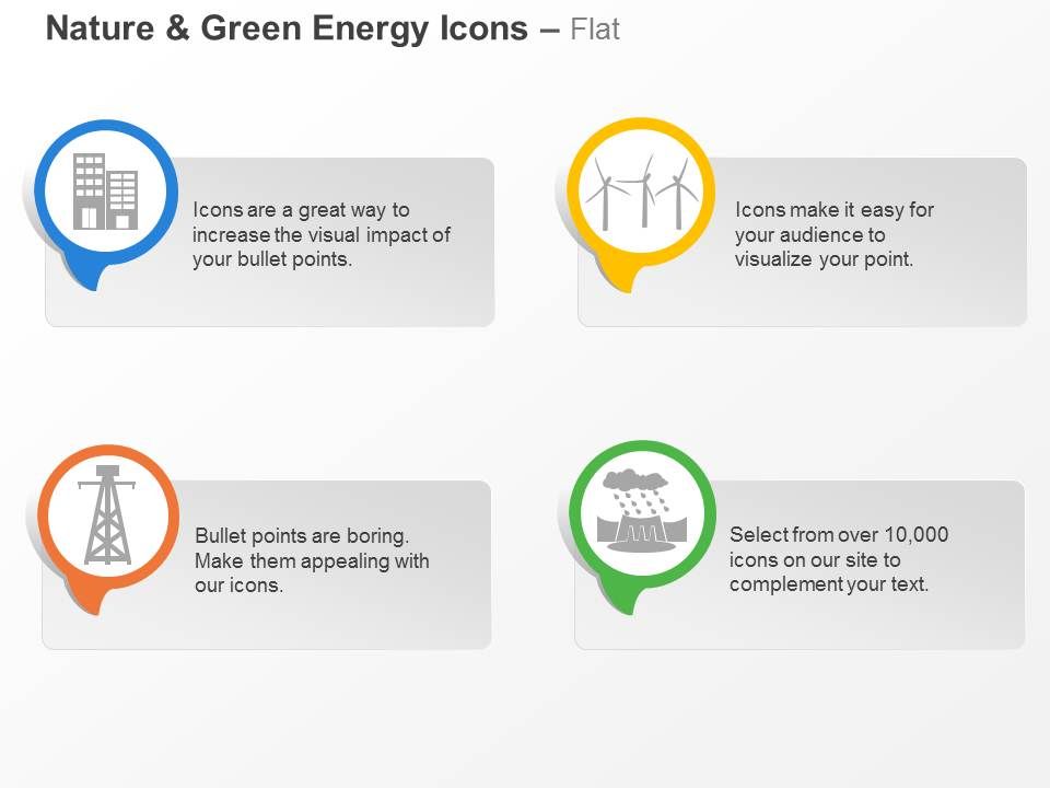 Cz green energy icons with windmill towers and building ppt icons graphics