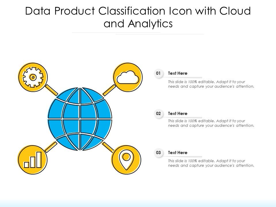 Data product classification icon with cloud and analytics