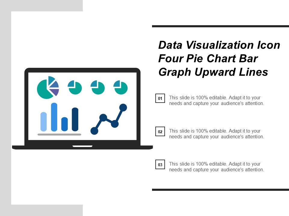 Data visualization icon four pie chart bar graph upward lines