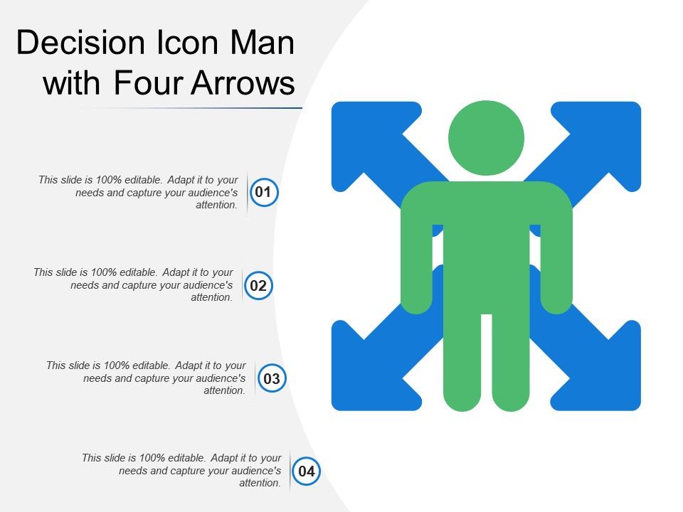 Decision icon man with four arrows