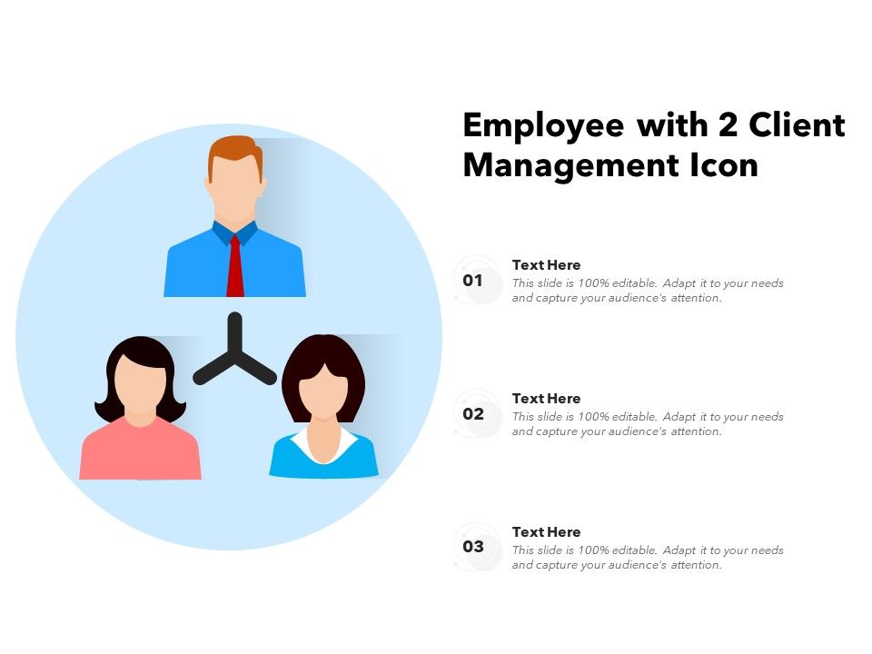 Employee with 2 client management icon