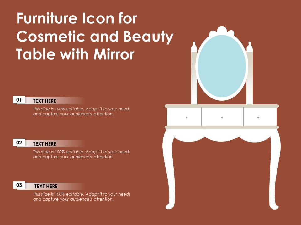 Furniture icon for cosmetic and beauty table with mirror