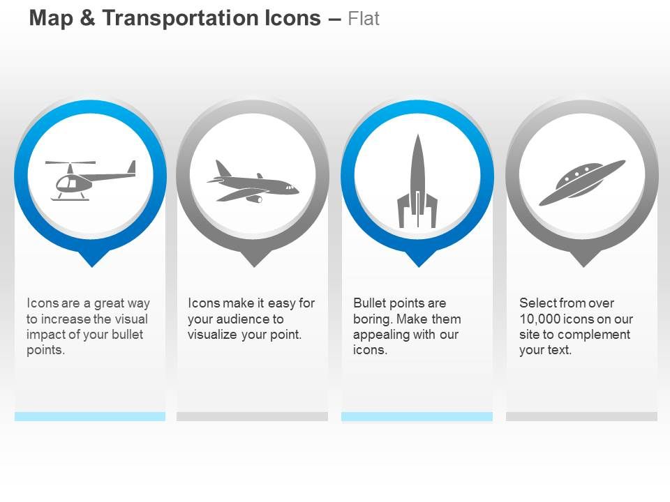 Helicopter plane rocket ufo ppt icons graphics