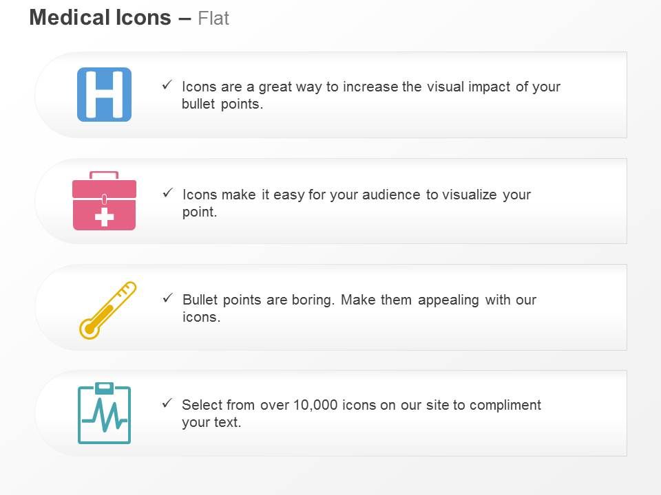 Hospital symbol medical bag thermometer ecg report ppt icons graphics