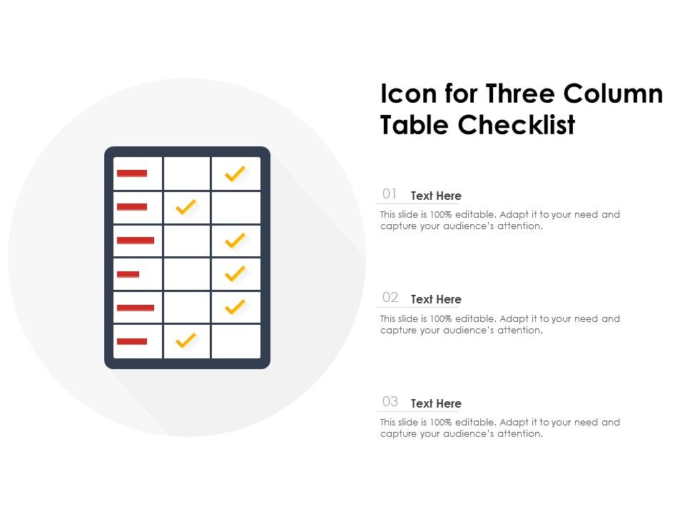 Icon for three column table checklist