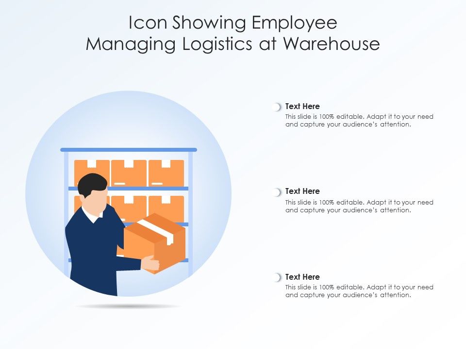 Icon showing employee managing logistics at warehouse