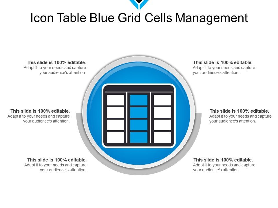 Icon table blue grid cells management