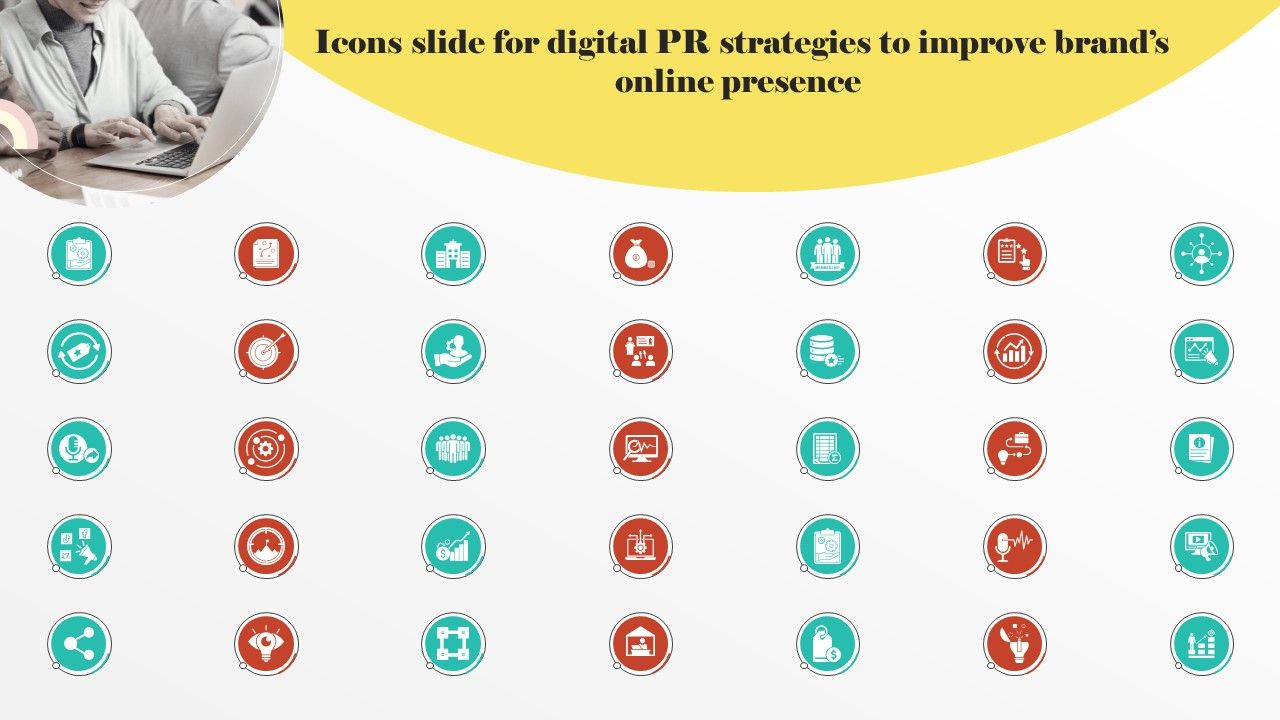 Icons Slide For Digital PR Strategies To Improve Brands Online Presence MKT SS