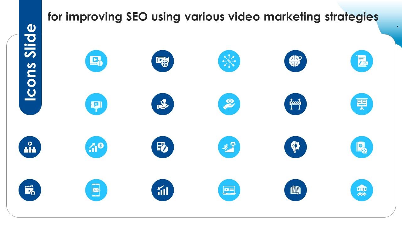 Icons Slide For Improving SEO Using Various Video Marketing Strategies Ppt Icon Microsoft