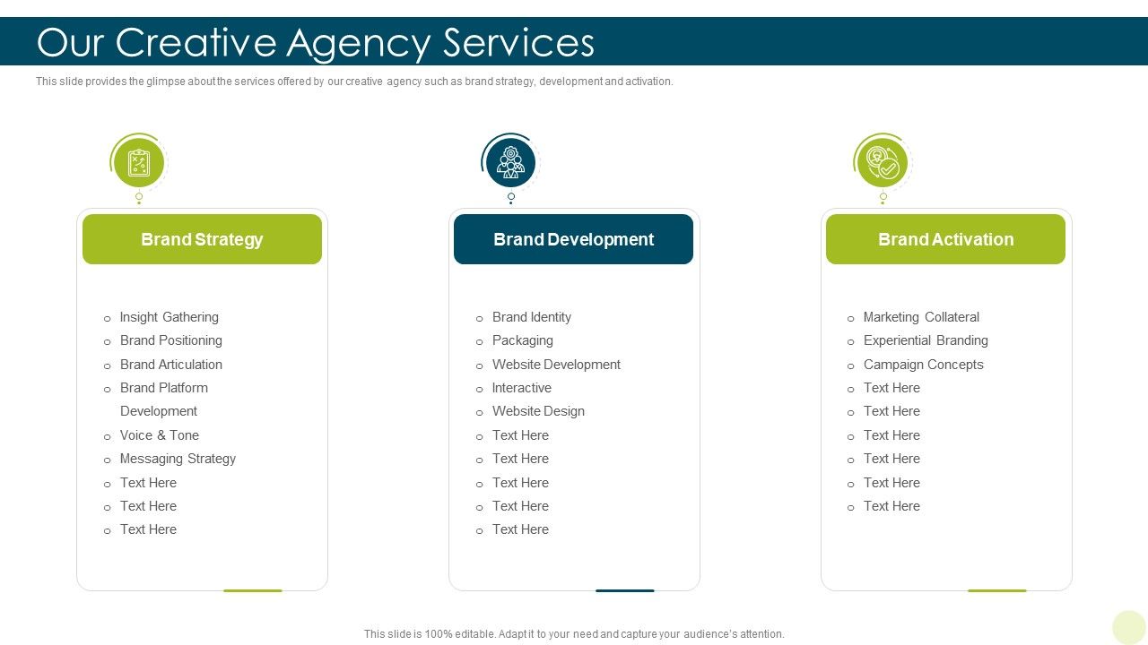 Our creative agency services branding pitch deck