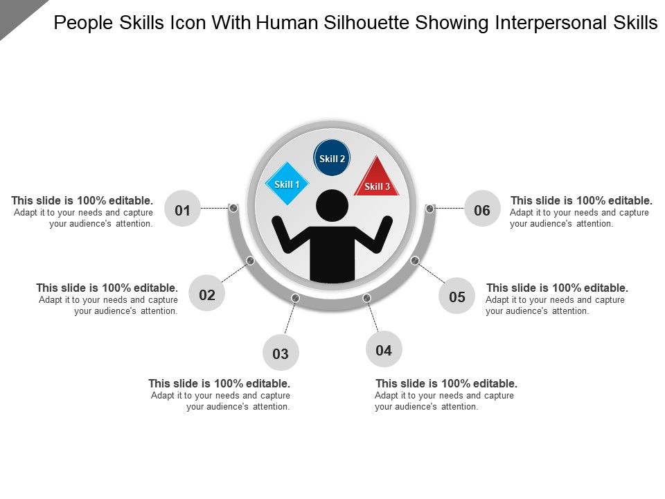 People skills icon with human silhouette showing interpersonal skills