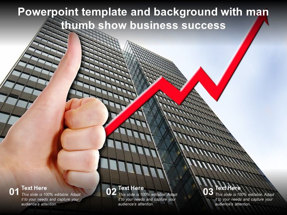 Powerpoint template and background with man thumb show business success