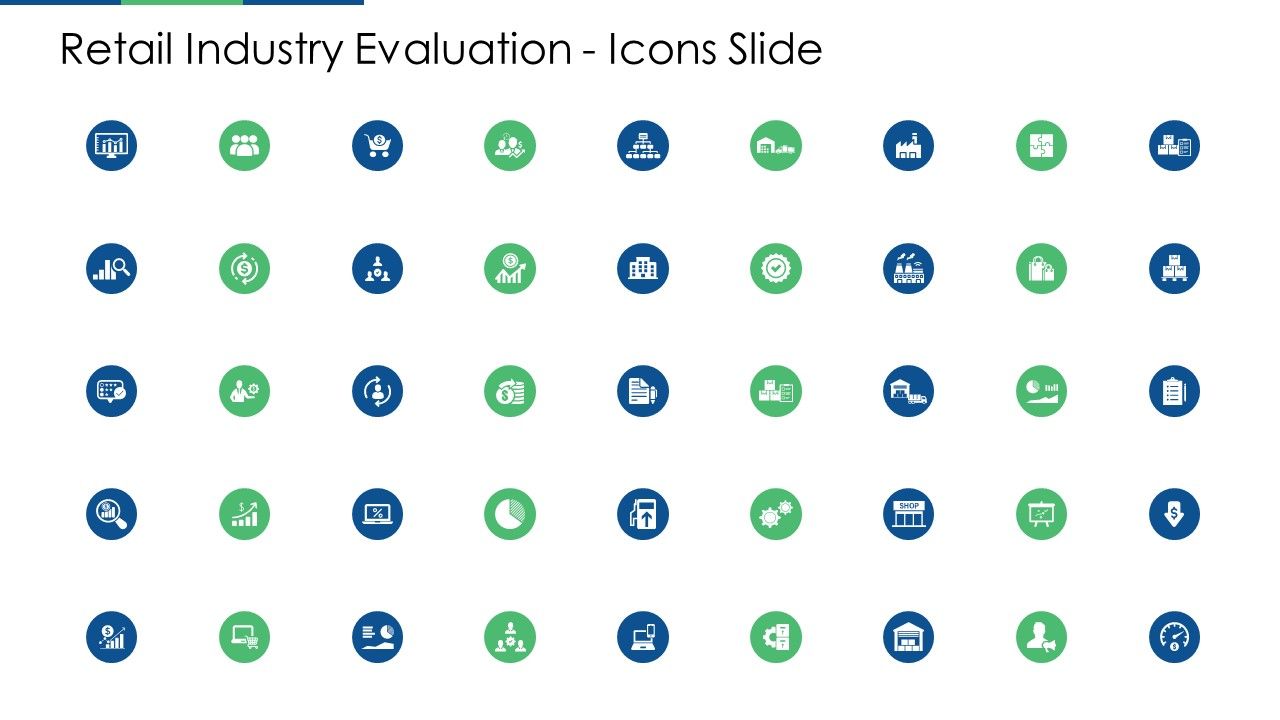 Retail industry evaluation icons slide ppt file ideas