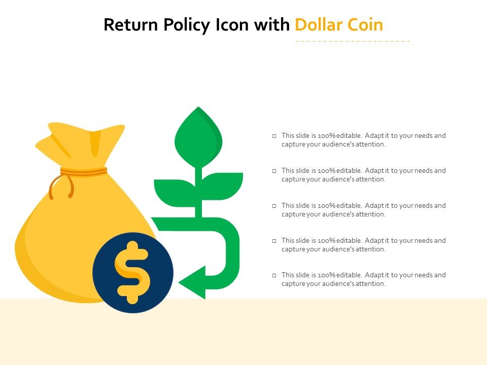 Return policy icon with dollar coin