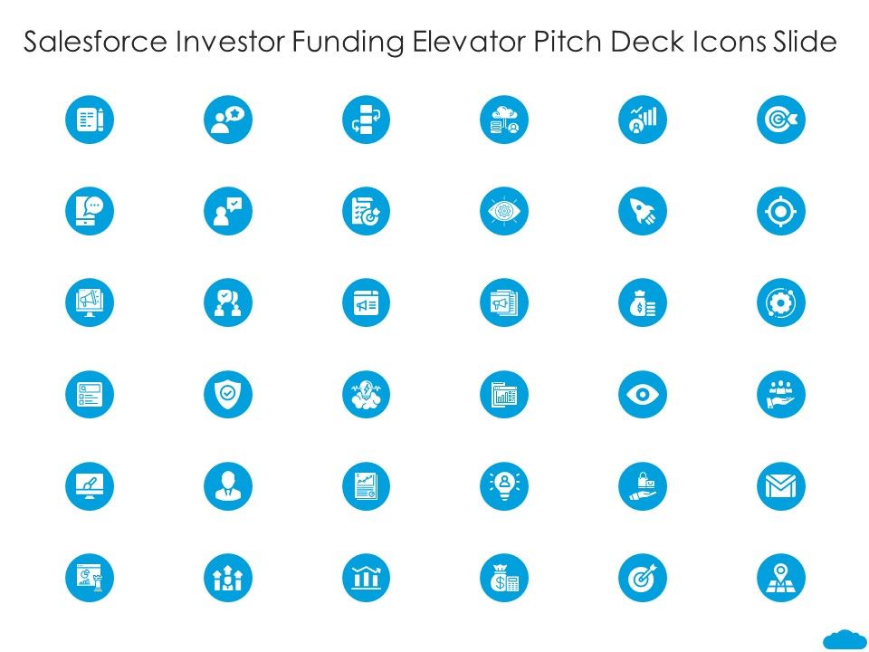 Salesforce investor funding elevator pitch deck icons slide