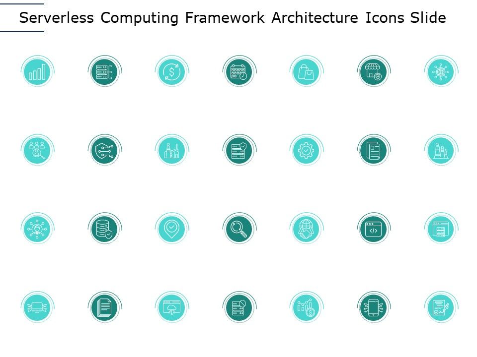 Serverless computing framework architecture icons slide