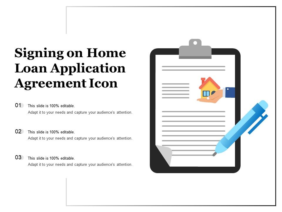 Signing on home loan application agreement icon