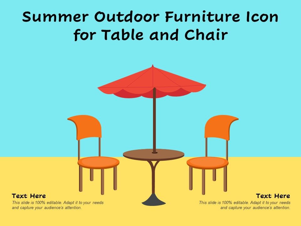 Summer outdoor furniture icon for table and chair