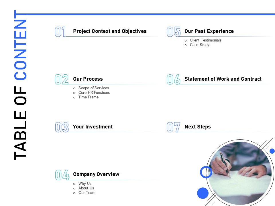 Table of content l2019 ppt powerpoint presentation infographics icons