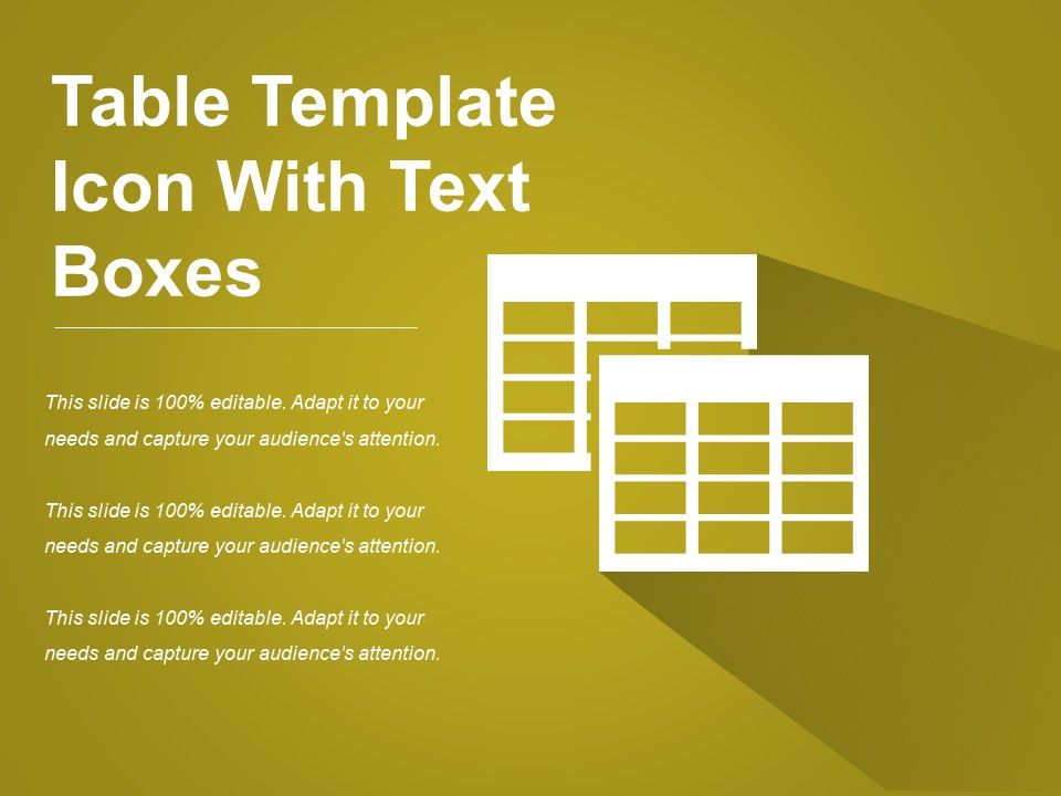 Table template icon with text boxes