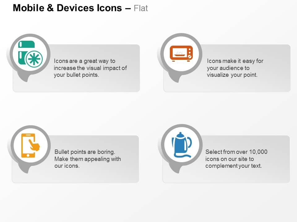 Tablet mobile micowave electronic thermas ppt icons graphics