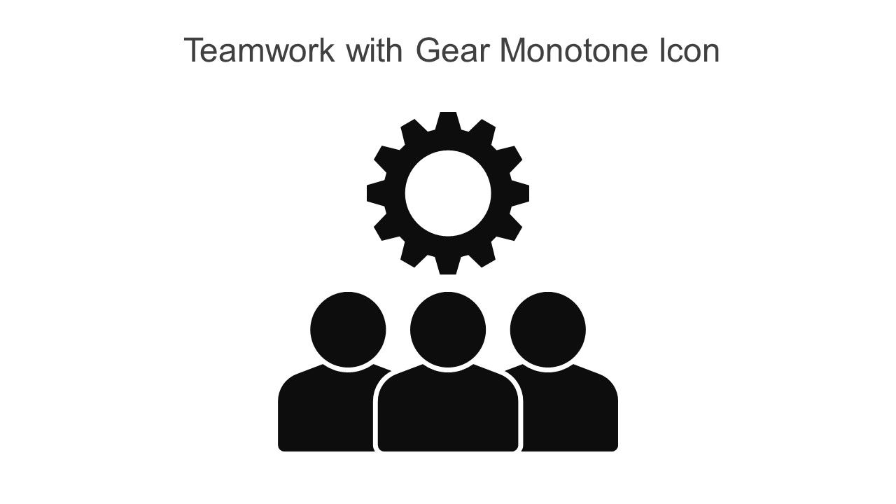 Teamwork With Gear Monotone Icon In Powerpoint Pptx Png And Editable Eps Format