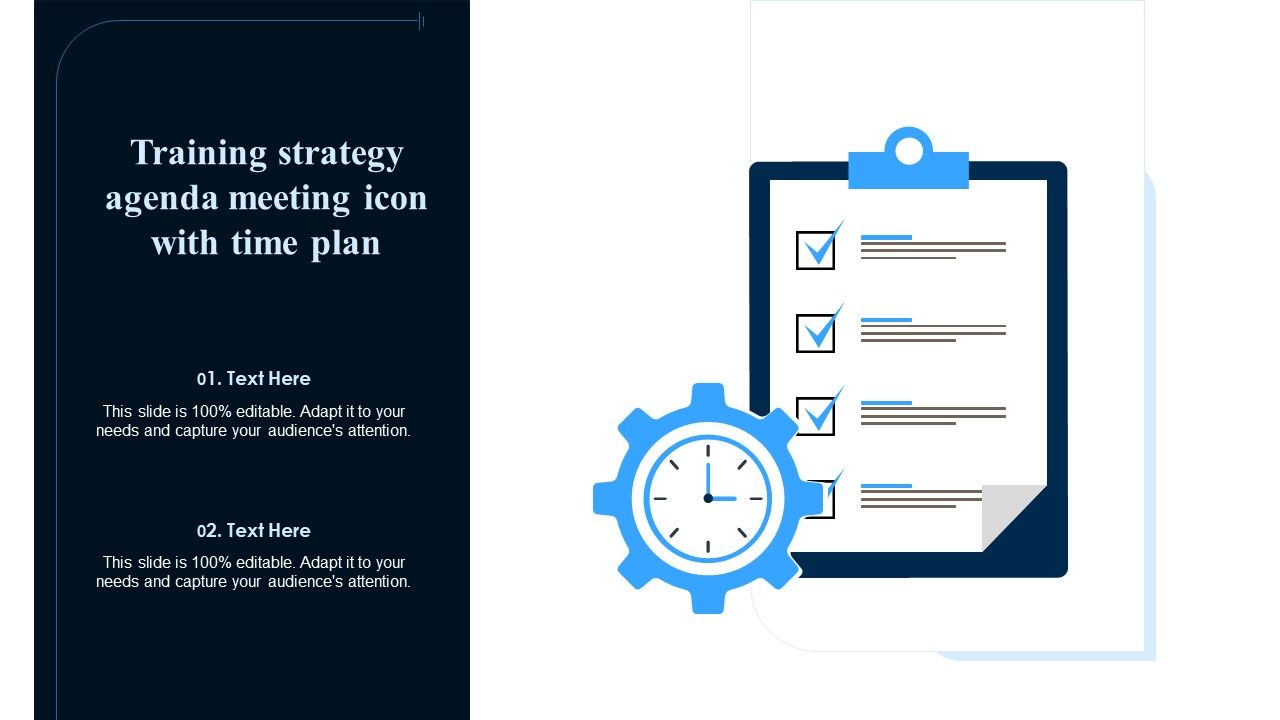 Training Strategy Agenda Meeting Icon With Time Plan
