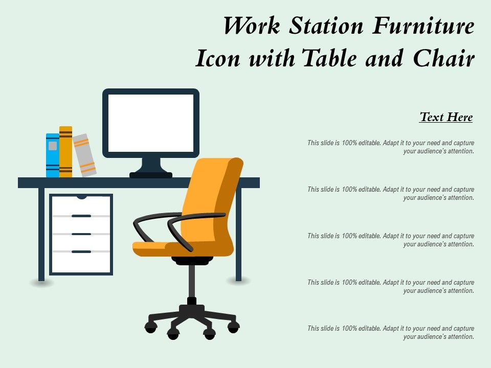 Work station furniture icon with table and chair