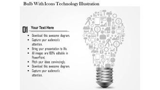 0714 business consulting bulb with icons technology illustration powerpoint slide template