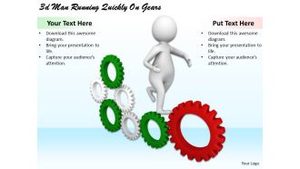 1113 3d man running quickly on gears ppt graphics icons powerpoint