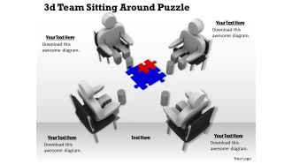 1113 3d team sitting around puzzle ppt graphics icons powerpoint