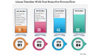 1114 linear timeline with text boxes for process flow powerpoint template