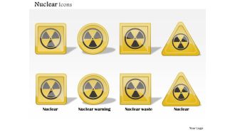 1114 nuclear icons showing warning waste alarm toxic ppt slide