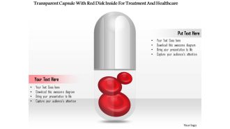 1114 transparent capsule with red disk inside for treatment and healthcare powerpoint template