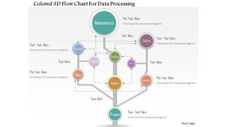 1214 colored 3d flow chart for data processing powerpoint template