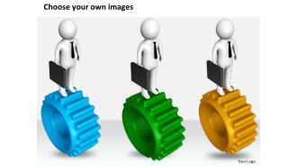 1813 3d business man on red gear ppt graphics icons powerpoint